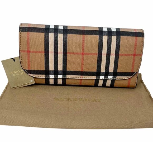 NWT BURBERRY Vintage Check Bonded Leather Halton Wallet - Picture 1 of 7